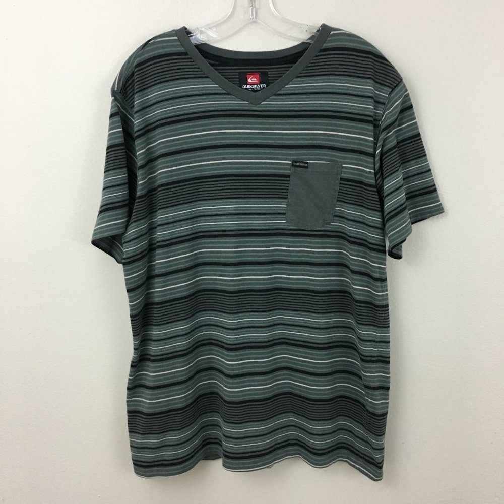 Quiksilver Striped V-Neck Pocket Tee